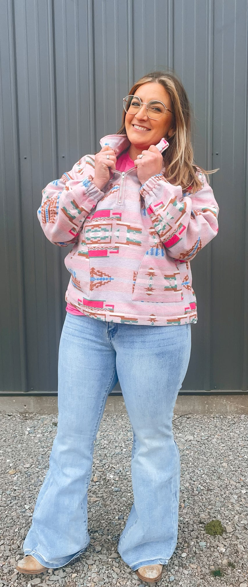 Pretty in Pink Western Pullover